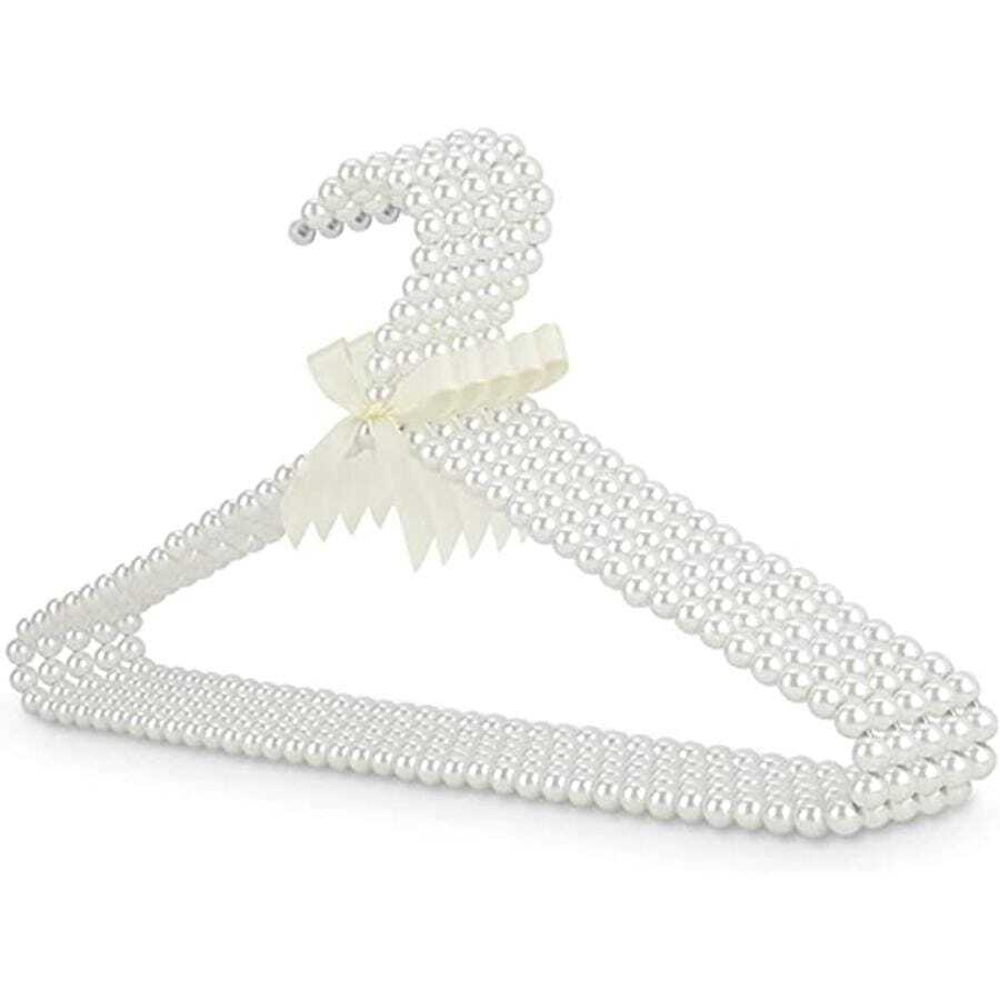 1pc/5pcs Faux Pearl & Bow Decor Clothes Hanger - White - View 1