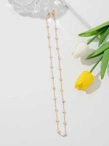 1 Phụ Nữ Ngọc Trai Giả Trang Trí Chuỗi Kính Thời Trang Cho Cuộc Sống Hàng Ngày - trắng - Xem 2