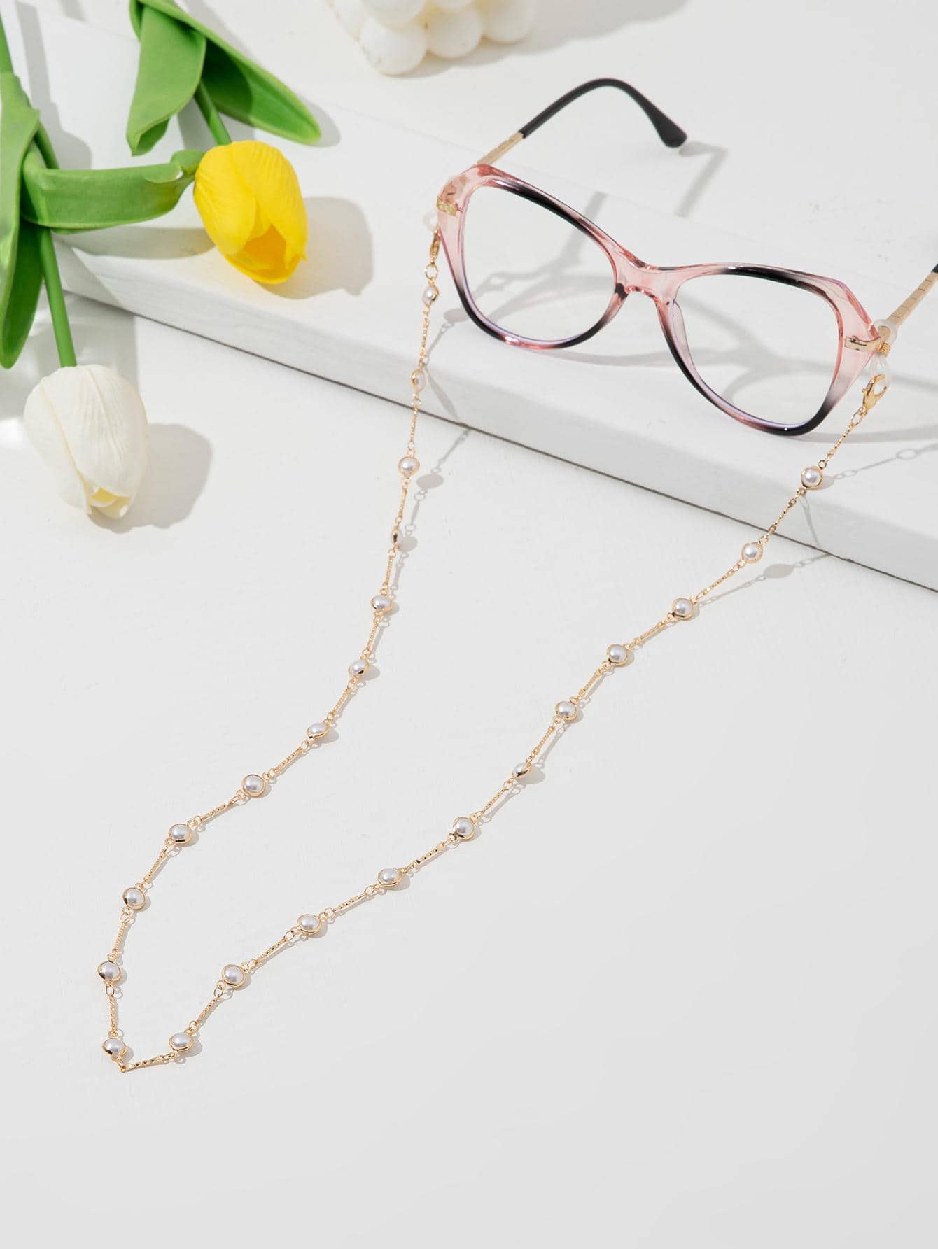 1 Phụ Nữ Ngọc Trai Giả Trang Trí Chuỗi Kính Thời Trang Cho Cuộc Sống Hàng Ngày - trắng - Xem 1