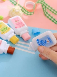 1 pièce Ruban correcteur rose mignon en forme de bouteille de lait, fourniture de bureau et scolaire créative et portable pour les étudiants