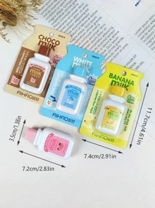 1 pièce Ruban correcteur rose mignon en forme de bouteille de lait, fourniture de bureau et scolaire créative et portable pour les étudiants