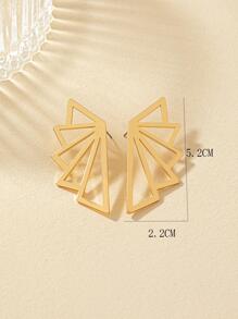 2入組幾何設計耳釘 - 金黃色 - 查看 2