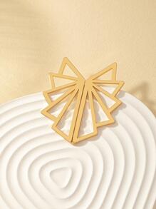 2入組幾何設計耳釘 - 金黃色 - 查看 5