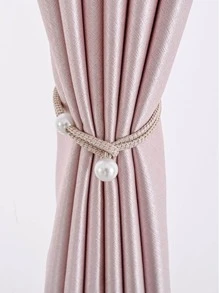 1入組淺褐色小珍珠裝飾窗簾綁帶 - 米色 - 查看 1