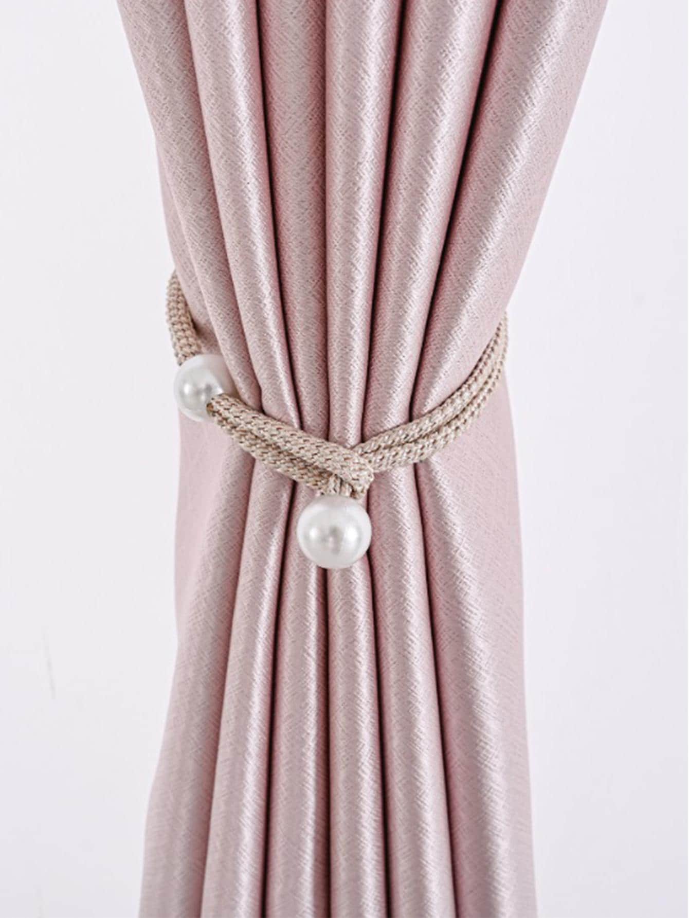 1入組淺褐色小珍珠裝飾窗簾綁帶 - 米色 - 查看 1