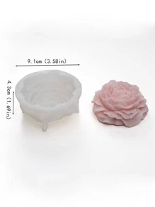 1入組3D牡丹花矽膠模具，可用於蠟燭，石膏，樹脂，黏土，肥皂製作工藝品 - 白色 - 查看 2