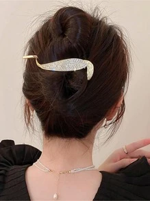 1 kẹp tóc trang trí đính đá sang trọng cho nữ - Vàng - Xem 2