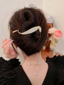 1 kẹp tóc trang trí đính đá sang trọng cho nữ - Vàng - Xem 1