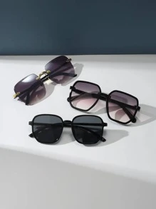 3副女式方框波西米亞風時尚眼鏡，夏季 - 黑色 - 查看 2