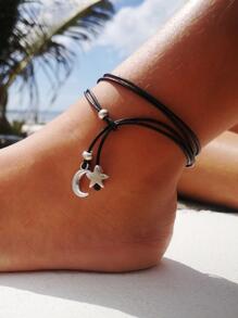 Vòng chân trang trí hình sao & mặt trăng - màu đen - Xem 1