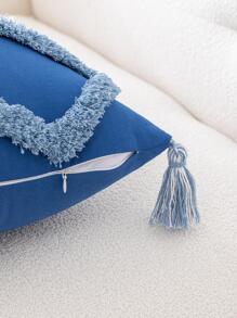 1PC Họa Tiết Hình Học Tua Rua Trang Trí Vỏ Đệm Mà Không Cần Chất Độn - Màu xanh hải quân - Xem 6