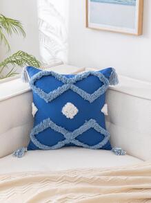 1PC Họa Tiết Hình Học Tua Rua Trang Trí Vỏ Đệm Mà Không Cần Chất Độn - Màu xanh hải quân - Xem 3