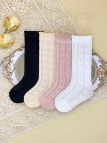 4對女嬰蝴蝶結裝飾防蚊襪 - 彩色 - 查看 1
