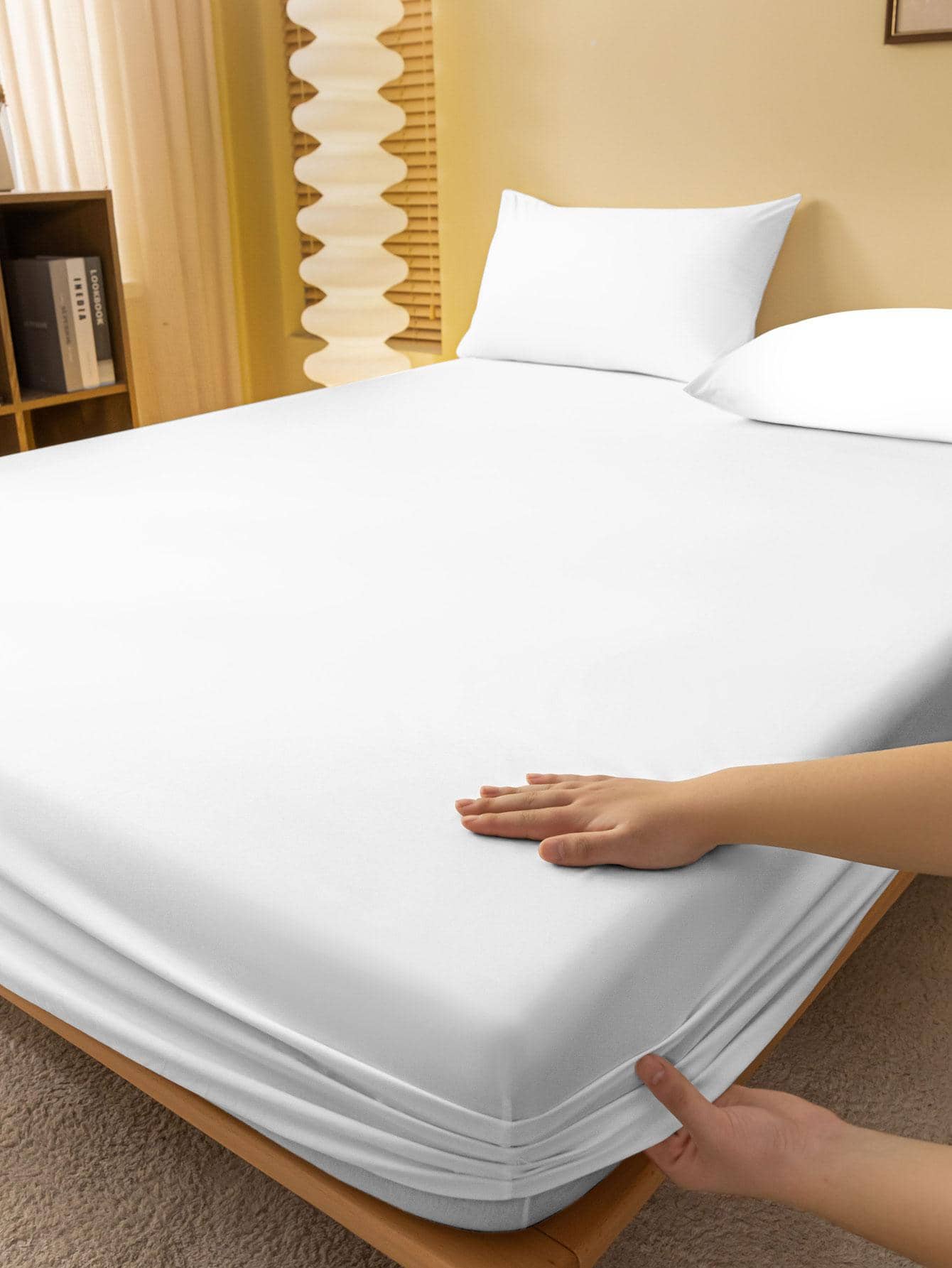 1pc Skin-Friendly Breathable Solid Color Bed Cover, Minimalist Modern Fitted Sheet For Large Mattress, Bedroom Bedspread, Pink Bedding Set, White Bedding, Black Twin Bedding Set, Multicolor Oversized Bedding Set (Excluding Pillows And Pillow Cover) - White - View 1