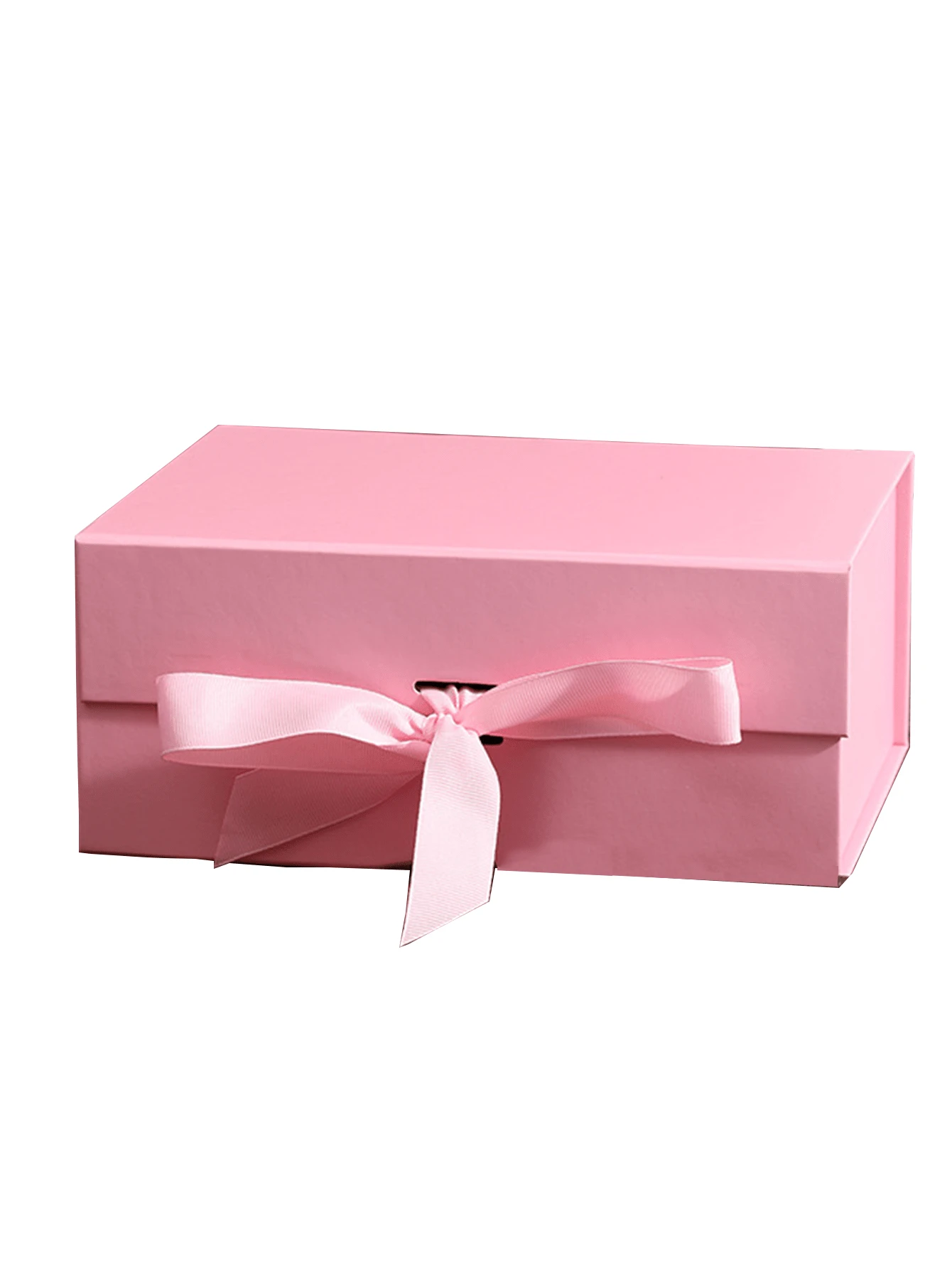 1pc Bow Decor Solid Color Gift Box - Pink - View 1