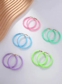 波西米亞串珠圓耳環適合女士日常裝飾 - 彩色 - 查看 1