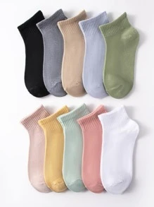 3/6/10/20/30 Đôi Tất ngắn mềm mại, thoải mái màu Macaron tối giản đa năng dành cho nữ, thích hợp cho học sinh và người lớn Mặc hàng ngày (Có nhiều cách kết hợp) - Nhiều màu - Xem 2