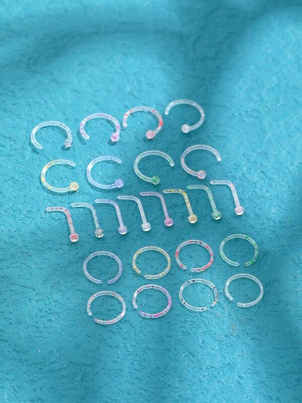 24pcs/set Minimalist Plastic Nose Ring Popular Piercing Body Jewelry