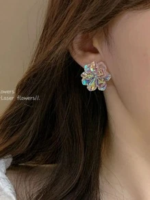 1對時尚花耳釘適合女士日常裝飾