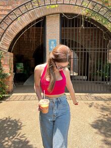Women Tank Tops & Camis - Hot Pink - View 2