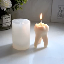 齒形狀蠟燭製作矽膠模具,DIY家庭裝飾配件工具,創意禮品 - 白色 - 查看 3