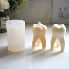 齒形狀蠟燭製作矽膠模具,DIY家庭裝飾配件工具,創意禮品 - 白色 - 查看 1