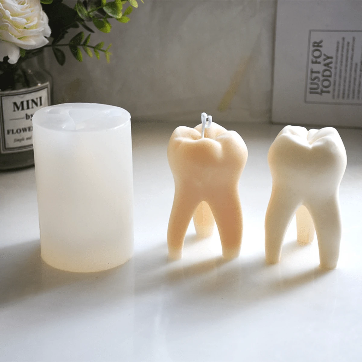 齒形狀蠟燭製作矽膠模具,DIY家庭裝飾配件工具,創意禮品 - 白色 - 查看 1