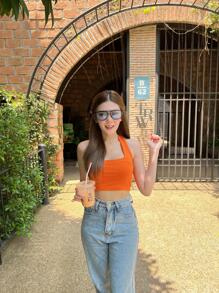 Women Tank Tops & Camis - Orange - View 1