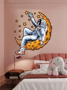 1 miếng dán tường in hình phi hành gia - Nhiều màu - Xem 2