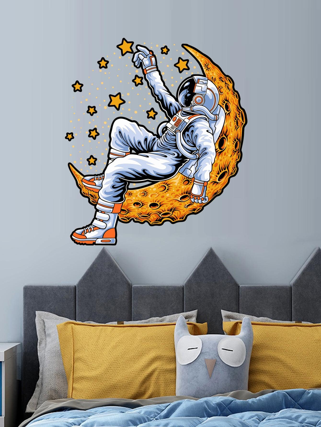 1 miếng dán tường in hình phi hành gia - Nhiều màu - Xem 1