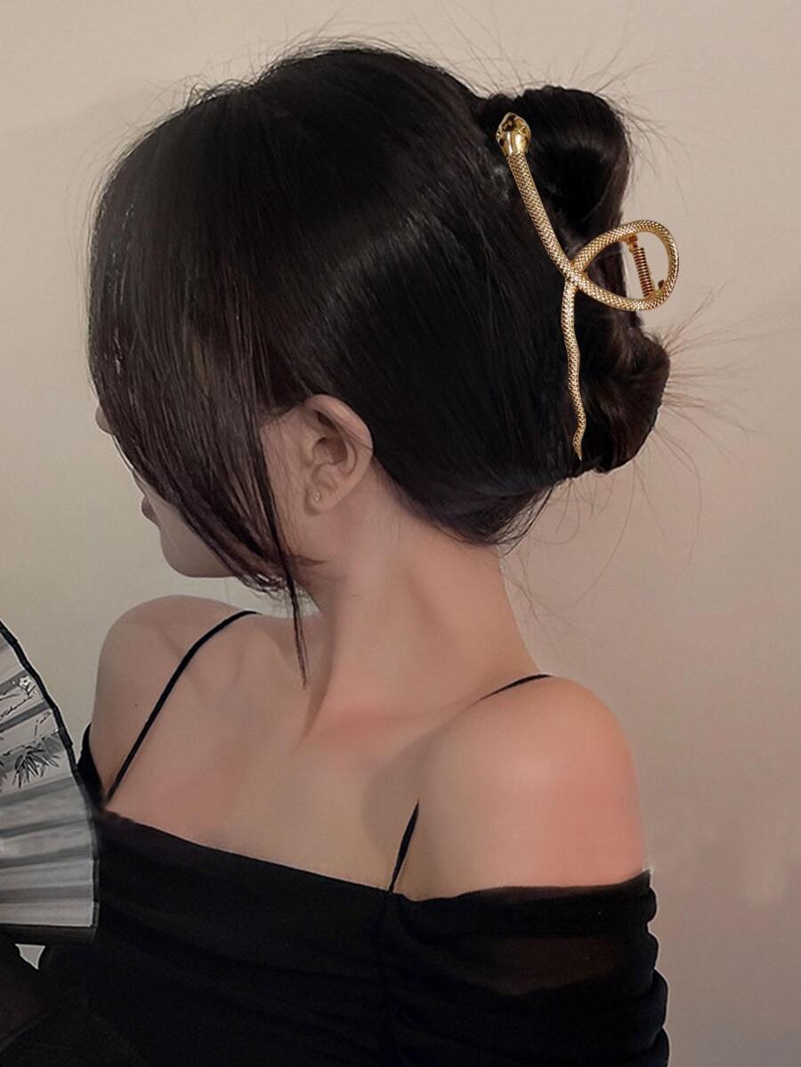1 cái Phụ Nữ Con Rắn Thiết Kế Vuốt Tóc Thời Trang Để Trang Trí Tóc - Vàng - Xem 1