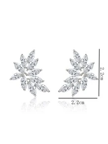 rakol 方晶鋯石裝飾耳釘 - 銀色 - 查看 5