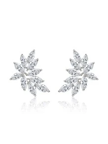 rakol 方晶鋯石裝飾耳釘 - 銀色 - 查看 4