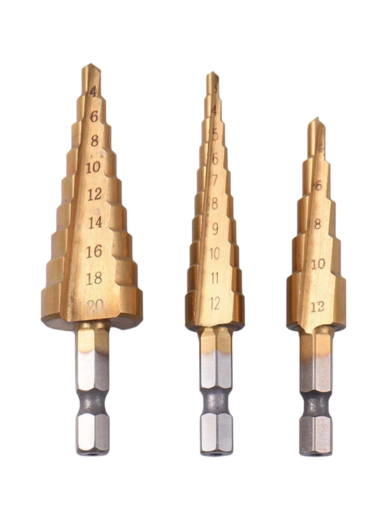 3pcs/set Carbon Steel Drill Bit, Modern Gold Drill Bit For DIY - Gold - View 1