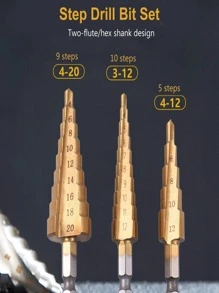 3pcs/set Carbon Steel Drill Bit, Modern Gold Drill Bit For DIY - Gold - View 6