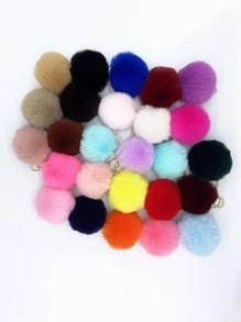 3入組隨機絨球墜飾毛茸茸鑰匙圈 - 彩色 - 查看 1