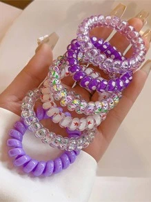 6 dây buộc tóc họa tiết ngôi sao dễ thương giản dị cho Giáng sinh - Màu tím - Xem 3