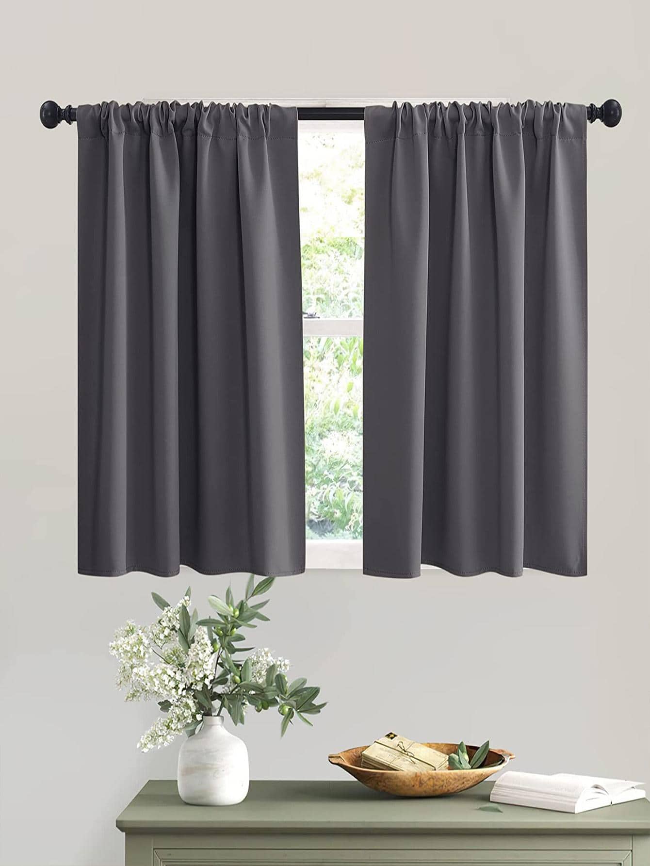 Panel única Cortina opaca unicolor - Gris - Ver 1