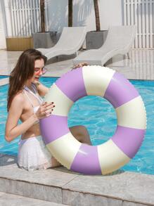 1 pieza Flotador inflable para piscina con diseño de rayas vintage, salvavidas grueso para debajo de los brazos, elemento esencial para la diversión acuática del verano en exteriores - Morado - Ver 3