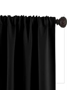 素色1片現代滌綸臥室和客廳遮光窗簾 - 黑色 - 查看 3