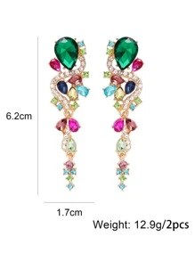 juran Rhinestone Decor Drop Earrings - Multicolor - View 5