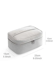 Túi đựng mỹ phẩm du lịch công suất lớn Túi trang điểm Túi đựng mỹ phẩm chống nước bằng da PU dành cho nữ Túi trang điểm du lịch cầm tay có tay cầm Túi đựng đồ trang điểm chống nước Túi trang điểm du lịch Túi trang điểm du lịch Túi trang điểm bằng da Túi du lịch Túi vệ sinh bằng da di động - Xám - Xem 3