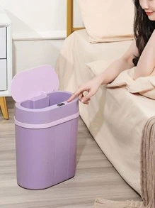 1入組塑料感應自動開關垃圾桶，需要兩節AA電池 - 粉色 - 查看 1