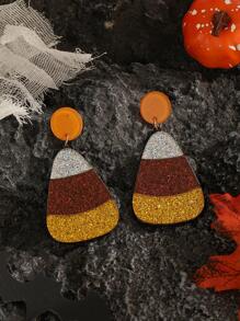 萬聖節亮片細節水滴形耳墜 - 彩色 - 查看 2