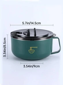 Cuenco Multifuncional Para Fideos Instantáneos De Acero Inoxidable, Cuenco Para Fideos Instantáneos De Gran Capacidad Con Tapa, Cubiertos Portátiles De Doble Propósito Con Tapa A Prueba De Quemaduras, Lonchera Para Estudiantes - Verde Oscuro - Ver 8