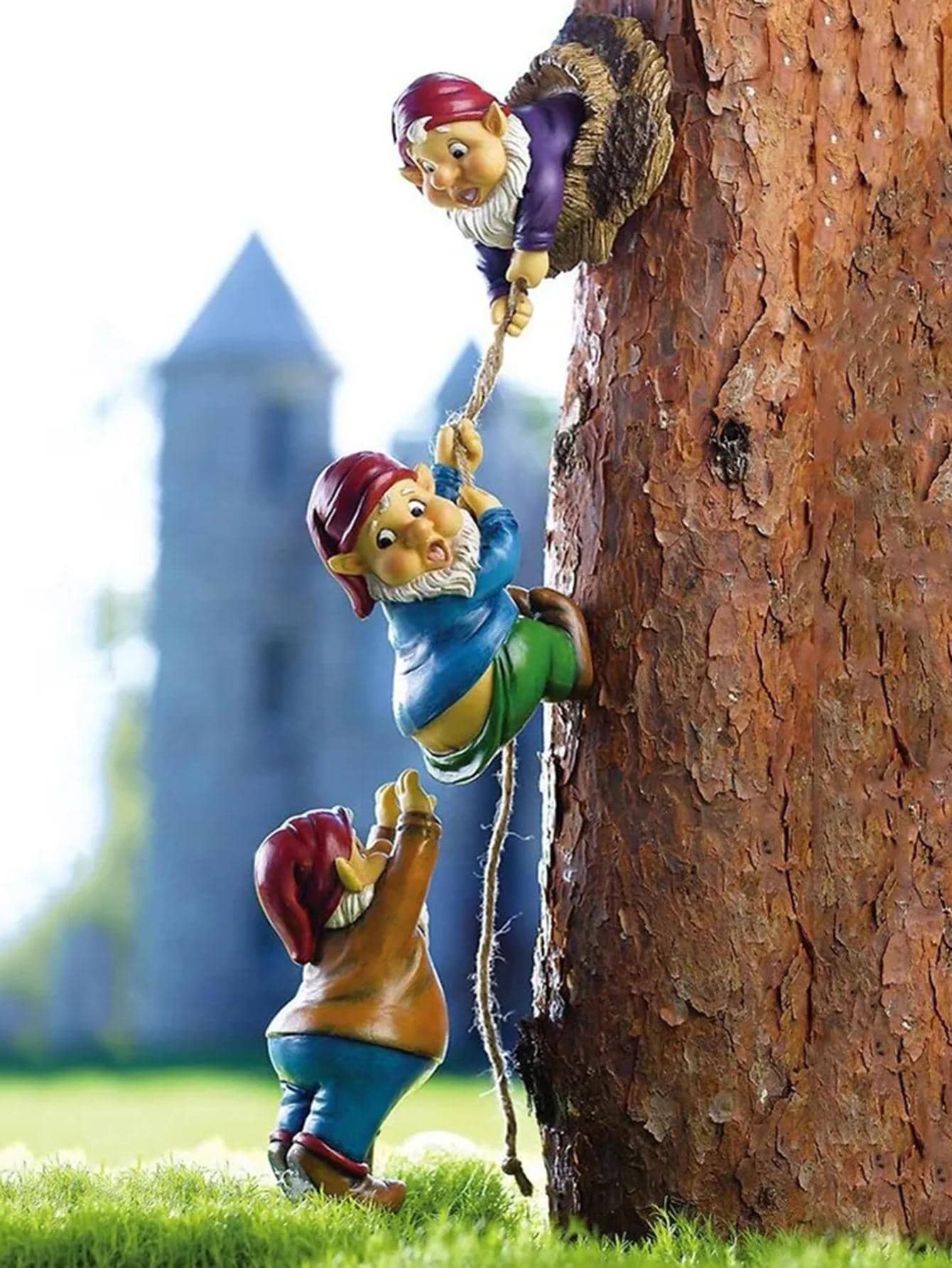 QYeah 1入組小矮人形狀裝飾花園裝飾用品 - 彩色 - 查看 1