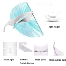 1pc Led Facial Mask Light Therapy Electronic Beauty Instruments , PDT Photon 7 Color LED Mask Skin Rejuvenation Therapy Face Anti Aging Skin Tightening Wrinkles For Home - White - View 10