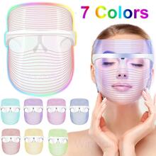 1pc Led Facial Mask Light Therapy Electronic Beauty Instruments , PDT Photon 7 Color LED Mask Skin Rejuvenation Therapy Face Anti Aging Skin Tightening Wrinkles For Home - White - View 2
