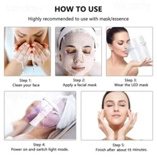 1pc Led Facial Mask Light Therapy Electronic Beauty Instruments , PDT Photon 7 Color LED Mask Skin Rejuvenation Therapy Face Anti Aging Skin Tightening Wrinkles For Home - White - View 12