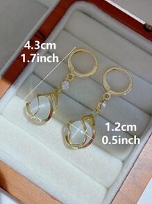 Rhinestone Decor Water Drop Earrings - Yellow Gold - View 3